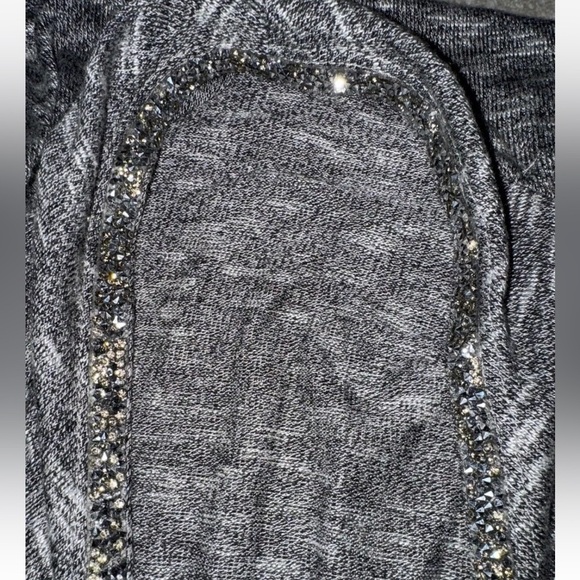 EUC Juicy Couture Cardigan Open Front Long Tunic Waterfall Rhinestone Gray Yoga - Picture 8 of 8